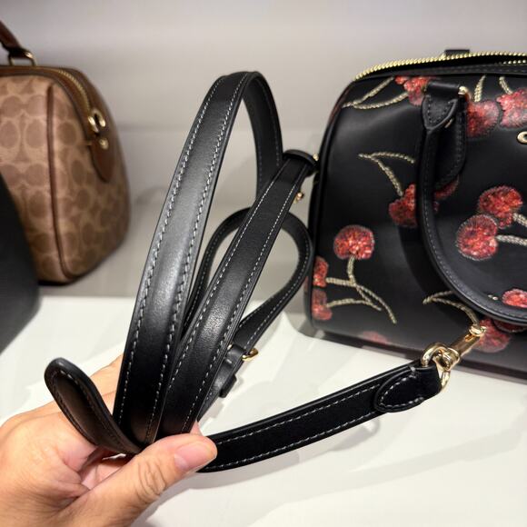 Coach CCZ15 Rowan Satchel Bag in Leather with Cherry Print Black Multi NWT - Picture 8 of 8